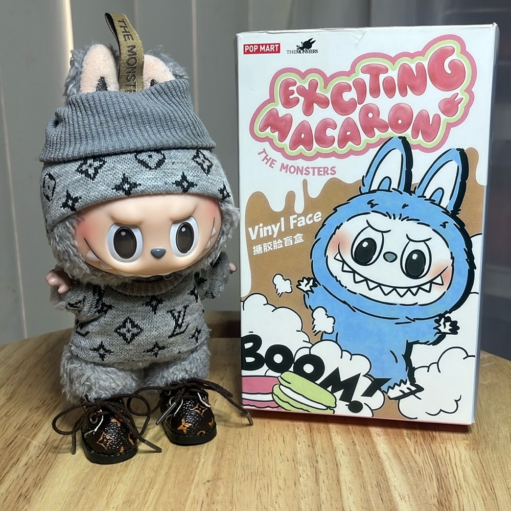 La Bubu The Monsters Exciting Macaron in Louis Vuitton outfit Labubu keychain